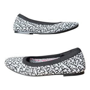 Skechers Womens Air Cooled Memory Foam Black Leopard Print Knit Cleo Flats 8.5